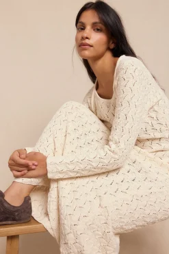 Slowlove Vestido punto calado multicolor Marfil Sale