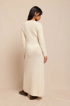 Slowlove Vestido punto calado multicolor Marfil Sale