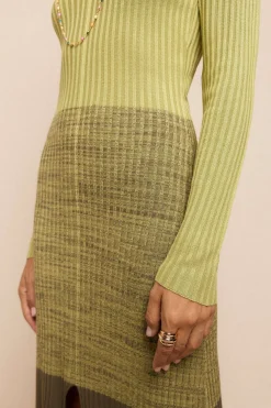 Slowlove Vestido punto canalé degradado Verde Sale