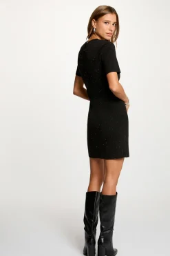 Morgan Vestido punto con strass Negro Best