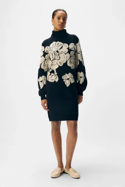 Object Vestido punto estampado Negro Sale