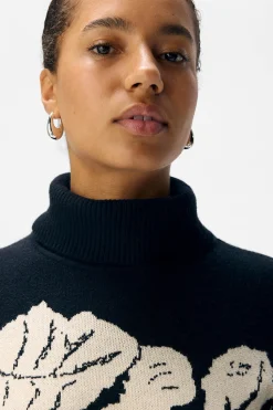 Object Vestido punto estampado Negro Sale