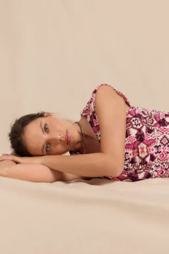 Slowlove Vestido punto estampado frunce Multicolor Discount