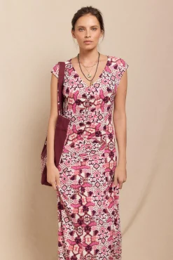 Slowlove Vestido punto estampado frunce Multicolor Discount