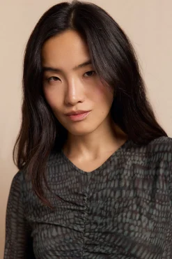 Slowlove Vestido punto estampado frunce Estampado gris Outlet