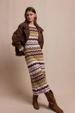 Slowlove Vestido punto ondas Multicolor