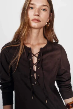 High Spirits Vestido Ribbon marr&oacute;n Discount