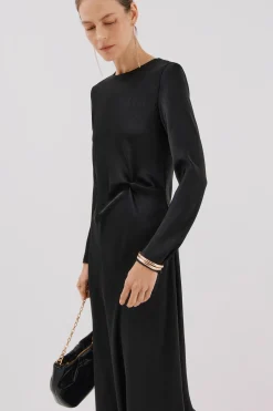 Cortefiel Vestido satinado nudo Negro Best