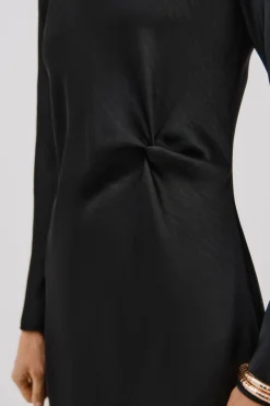 Cortefiel Vestido satinado nudo Negro Best