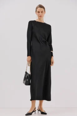 Cortefiel Vestido satinado nudo Negro Best