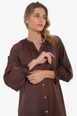 Cuplé Vestido satén Marr&oacute;n oscuro Hot