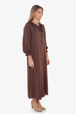 Cuplé Vestido satén Marr&oacute;n oscuro Hot