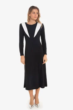 Cuplé Vestido solapas en hombros Negro Discount