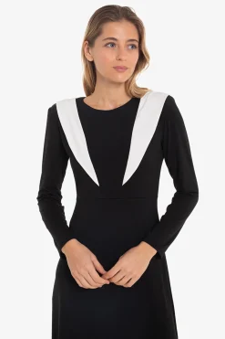 Cuplé Vestido solapas en hombros Negro Discount