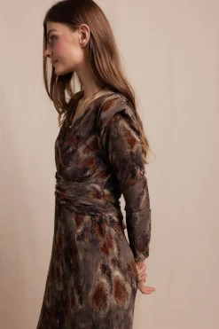 Slowlove Vestido textura elastico Estampado marr&oacute;n Clearance