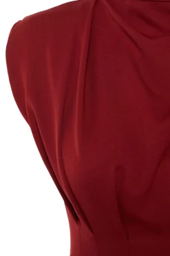Trendyol Vestido tubo midi burdeos Hot