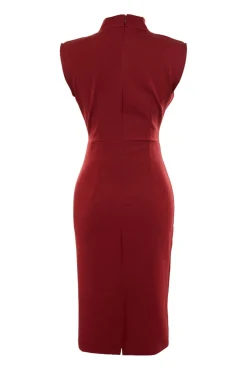 Trendyol Vestido tubo midi burdeos Hot