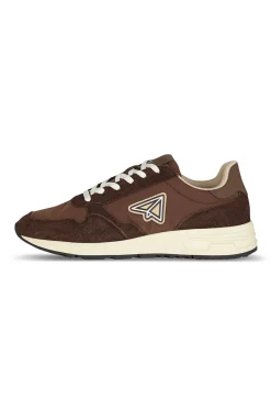 OOTO Zapatilla piel y tejido Marr&oacute;n oscuro Clearance