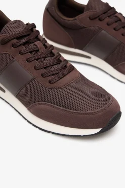 Cortefiel Zapatilla piel y textil Marr&oacute;n oscuro