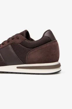 Cortefiel Zapatilla piel y textil Marr&oacute;n oscuro