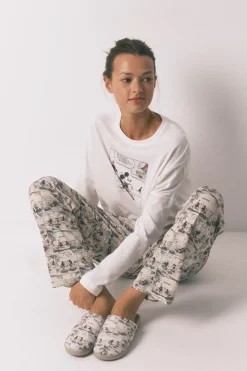 Women'secret Zapatillas casa blanco Mickey Mouse estampado