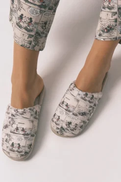 Women'secret Zapatillas casa blanco Mickey Mouse estampado