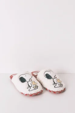 Women'secret Zapatillas casa borreguito cuadros Snoopy estampado
