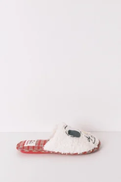 Women'secret Zapatillas casa borreguito cuadros Snoopy estampado