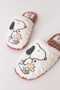 Women'secret Zapatillas casa borreguito cuadros Snoopy estampado