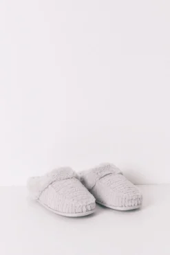 Women'secret Zapatillas casa pelo estampado animal gris Best