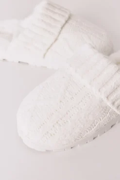 Women'secret Zapatillas casa punto tricot blanco marfil New