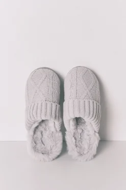 Women'secret Zapatillas casa punto tricot gris Clearance