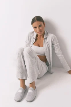 Women'secret Zapatillas casa velour gris Outlet