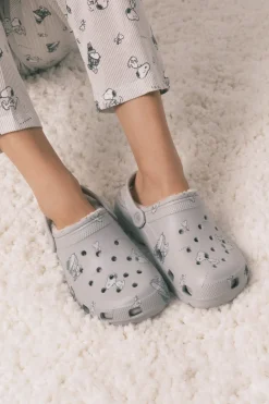 Women'secret Zapatillas casa zueco borrego Snoopy gris