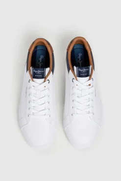 Pepe Jeans Zapatillas Clásicas Con Detalles En Ante blanco Clearance