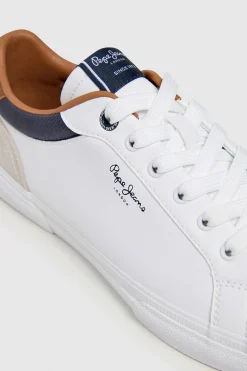 Pepe Jeans Zapatillas Clásicas Con Detalles En Ante blanco Clearance