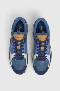Pepe Jeans Zapatillas Con Detalles En Ante azul Outlet