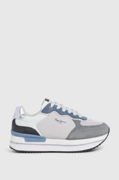 Pepe Jeans Zapatillas de ante y glitter azul