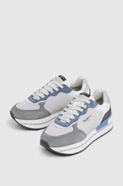 Pepe Jeans Zapatillas de ante y glitter azul