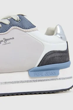 Pepe Jeans Zapatillas de ante y glitter azul