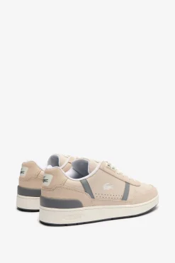 Lacoste Zapatillas de piel T-Clip para hombre Beige