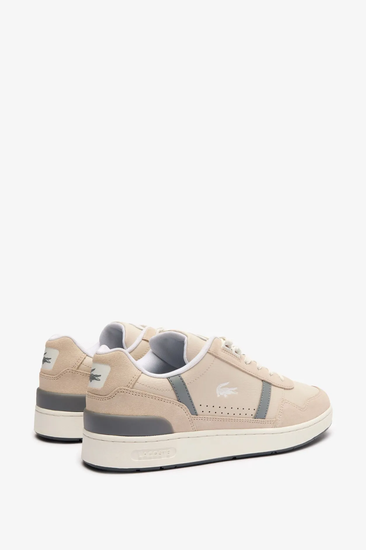 Lacoste Zapatillas de piel T-Clip para hombre Beige