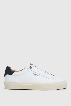 Pepe Jeans Zapatillas Piel Con Detalles En Ante blanco Discount