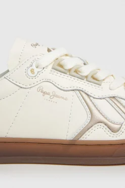 Pepe Jeans Zapatillas Piel Con Detalles En Ante marfil Sale