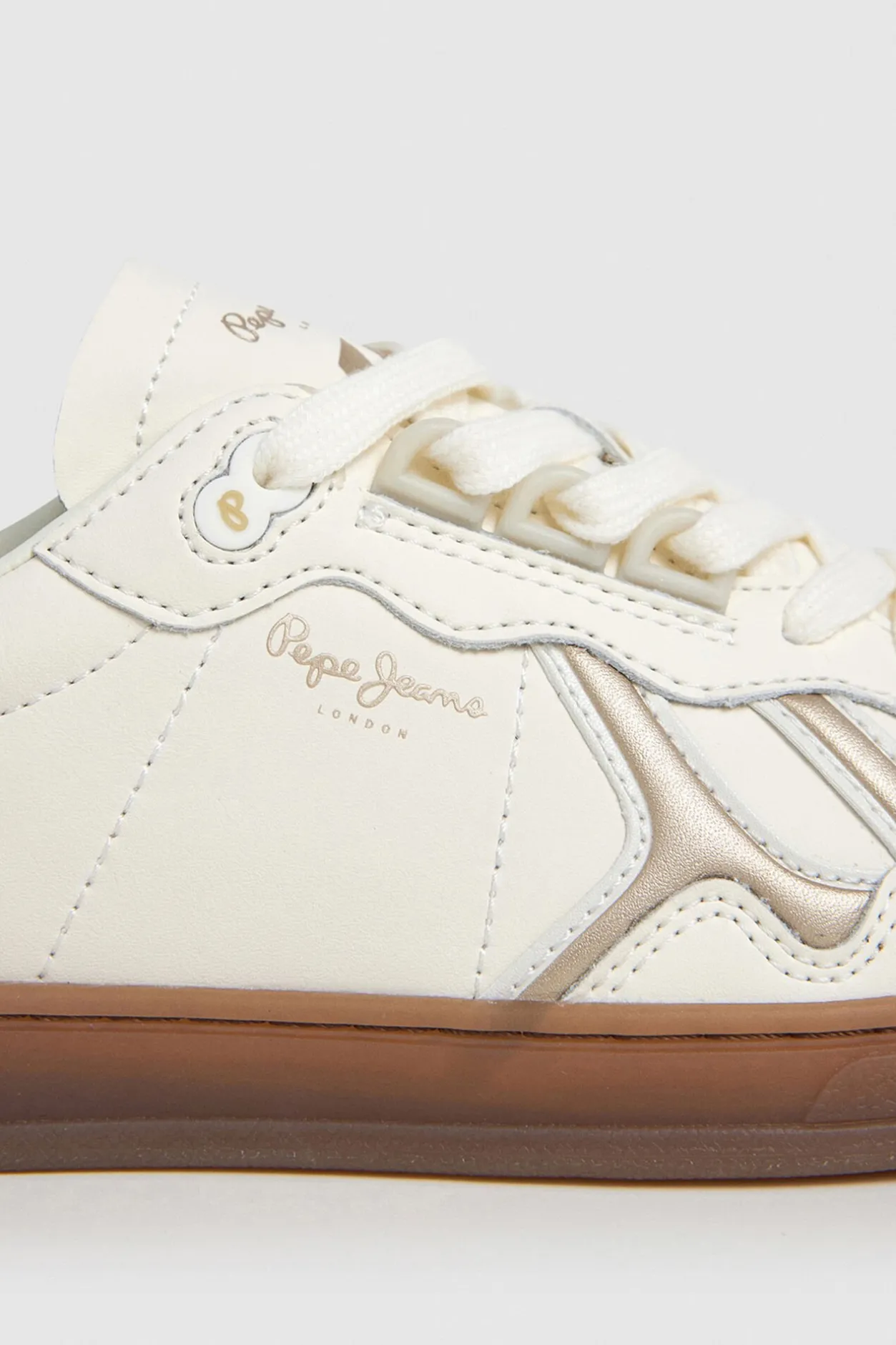 Pepe Jeans Zapatillas Piel Con Detalles En Ante marfil Sale