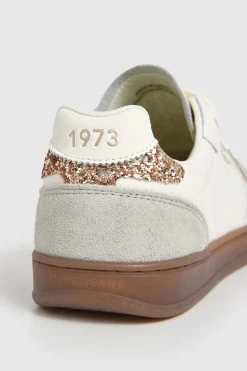 Pepe Jeans Zapatillas Piel Con Detalles En Ante marfil Sale