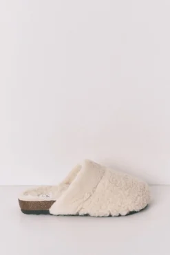 Women'secret Zapatillas tipo zueco borreguito beige marfil Best