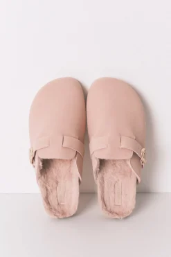 Women'secret Zapatillas tipo zueco pelo rosa Clearance