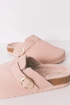 Women'secret Zapatillas tipo zueco pelo rosa Clearance