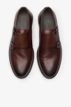 Cortefiel Zapato vestir 2 hebillas Marr&oacute;n oscuro Clearance